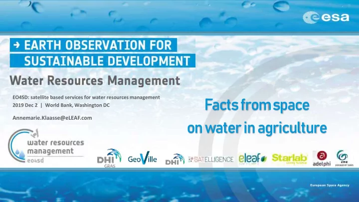 on water in agriculture