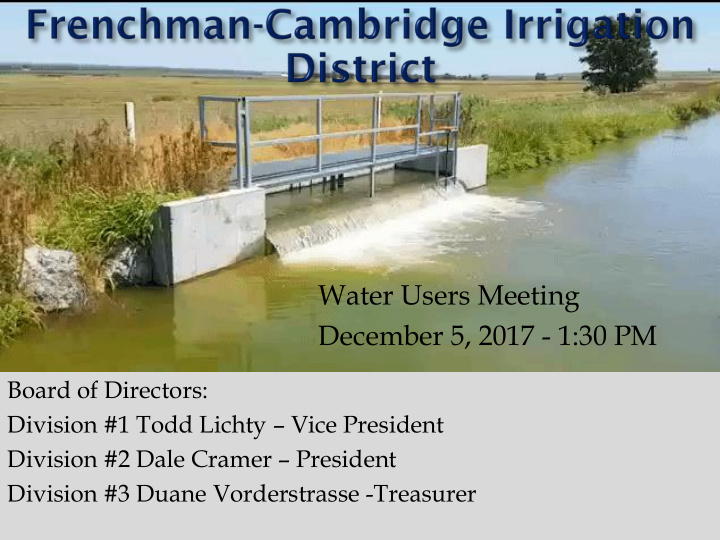 water users meeting december 5 2017 1 30 pm