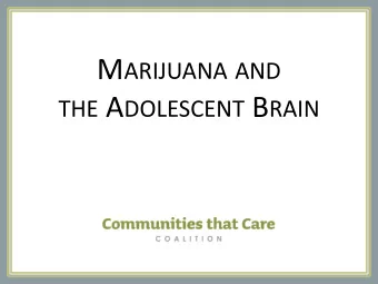 M ARIJUANA AND THE A DOLESCENT B RAIN O UTLINE  The Developing Brain and Susceptibility to