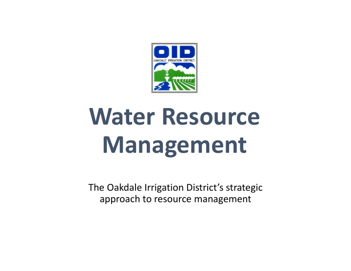 water resource management