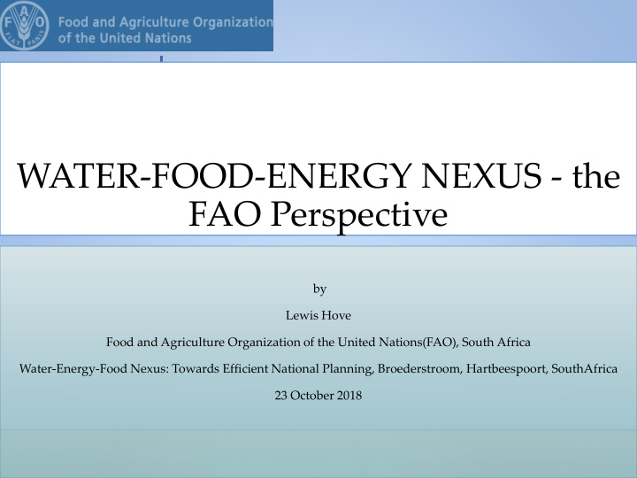 water food energy nexus the