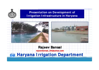 Haryana I rrigation Department  Haryana I rrigation Department  Ha  Ha  ana I  ana I  igation Depa