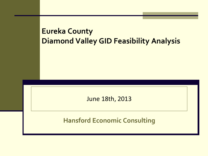 eureka county diamond valley gid feasibility analysis