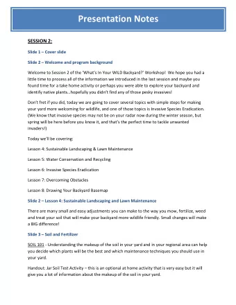 Presentation Notes  SESSION 2: Slide 1  Cover slide Slide 2  Welcome and program background