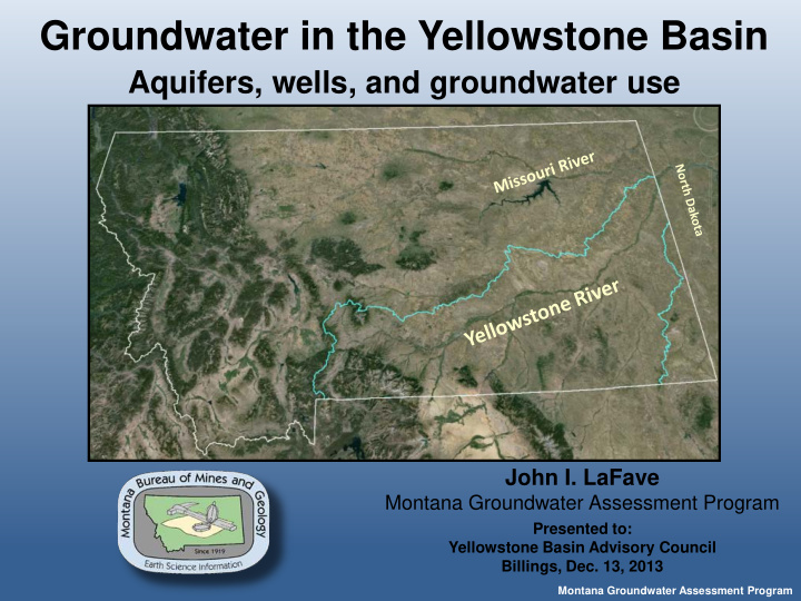 groundwater in the yellowstone basin