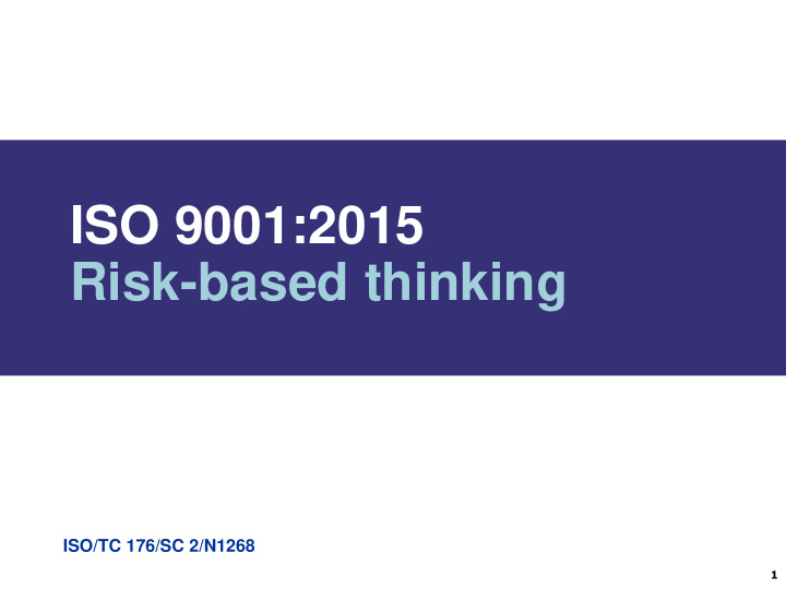 risk based thinking