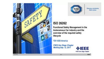 ISO 26262  Functional Safety Management in the  Autonomous Car industry and the  overview of the
