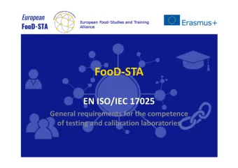 FooD-STA  EN ISO/IEC 17025  General requirements for the competence  of testing and calibration