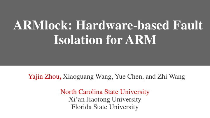 armlock hardware based fault
