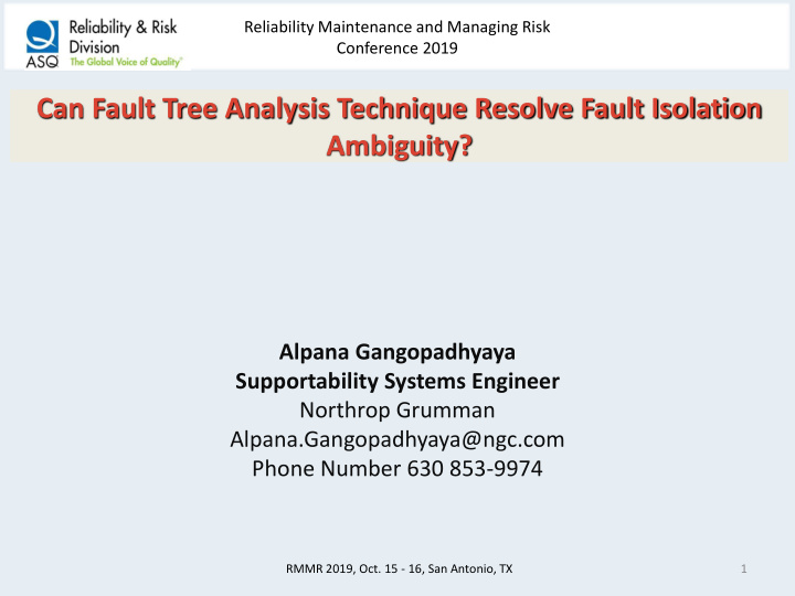 can fault tree analysis technique resolve fault isolation