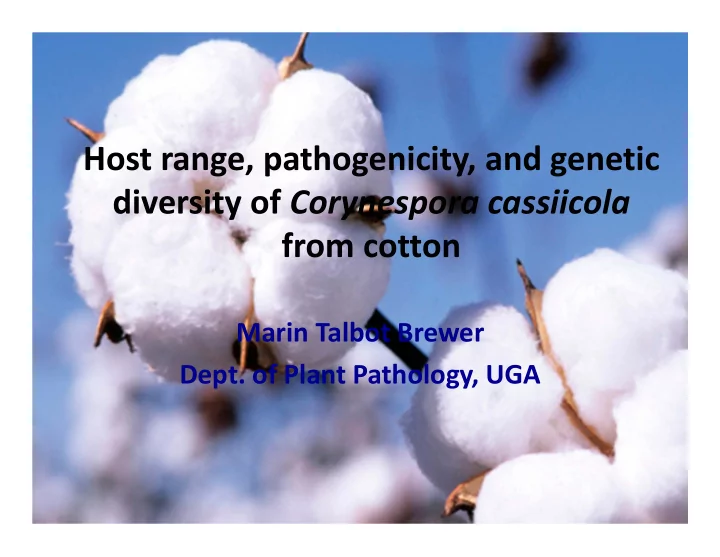 host range pathogenicity and genetic diversity of