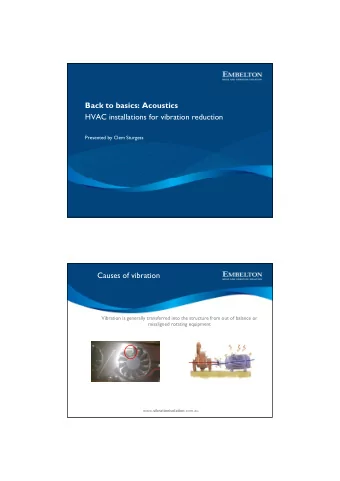 Back to basics: Acoustics  HVAC installations for vibration reduction  Presented by Clem Sturgess