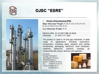 OJSC ESRE    Efrolen (Polyisobutylene/PIB) High  Molecular Weight : P-230, P-225, P-220,