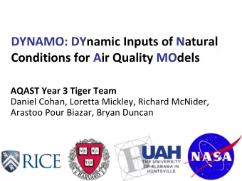DYNAMO: DYnamic Inputs of Natural  Conditions for Air Quality MOdels  AQAST Year 3 Tiger Team
