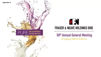 Appendix A  Important notice Certain statements in this Presentation constitute forward -looking