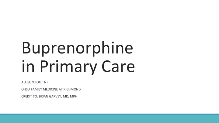 buprenorphine in primary care