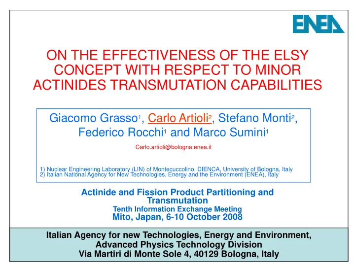 on the effectiveness of the elsy concept with respect to