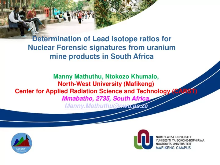 determination of lead isotope ratios for nuclear forensic