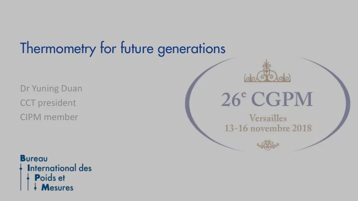thermometry for future generations