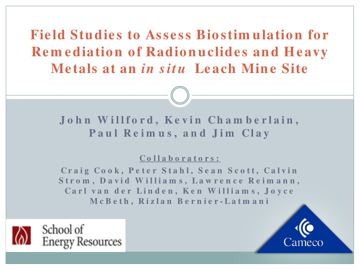 field studies to assess biostim ulation for rem ediation