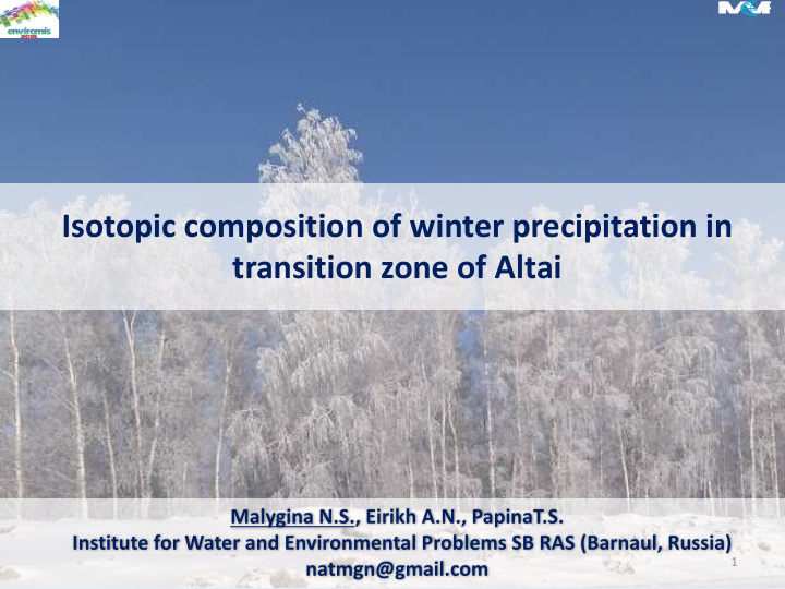 isotopic composition of winter precipitation in
