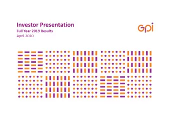 Investor Presentation  Full Year 2019 Results  April 2020  The Health Care Background  HEALTH CARE