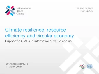 Climate resilience, resource  efficiency and circular economy  Support to SMEs in international