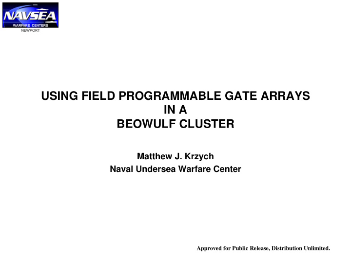 using field programmable gate arrays in a beowulf cluster