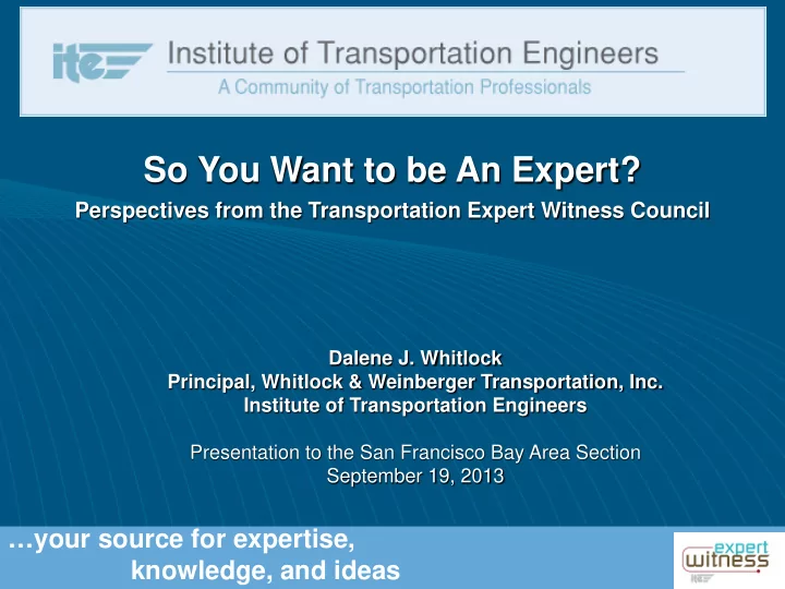 so you want to be an expert