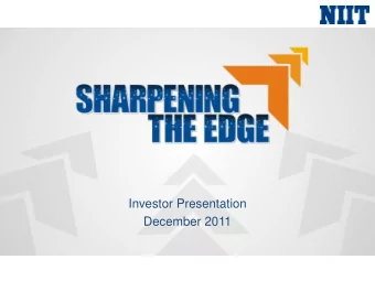 Investor Presentation  December 2011  1  Agenda  Education &amp; Training: Landscape  Company