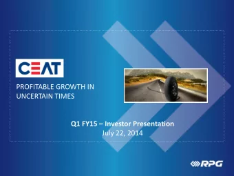 Disclaimer  This presentation may include statements which may constitute forward-looking