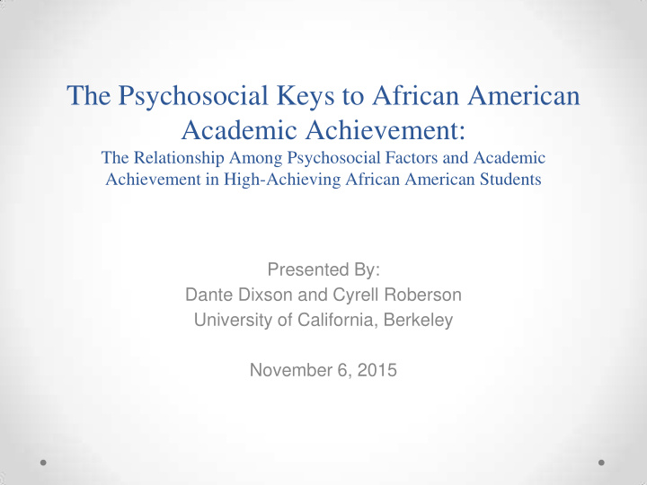 the psychosocial keys to african american