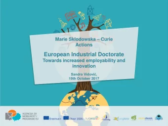 Sadraj Marie Sklodowska  Curie  Actions  European Industrial Doctorate  Towards increased