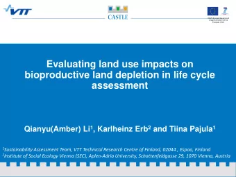 assessment Qianyu(Amber) Li 1 , Karlheinz Erb 2 and Tiina Pajula 1 1 Sustainability Assessment
