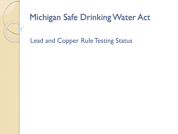 michigan safe drinking water act