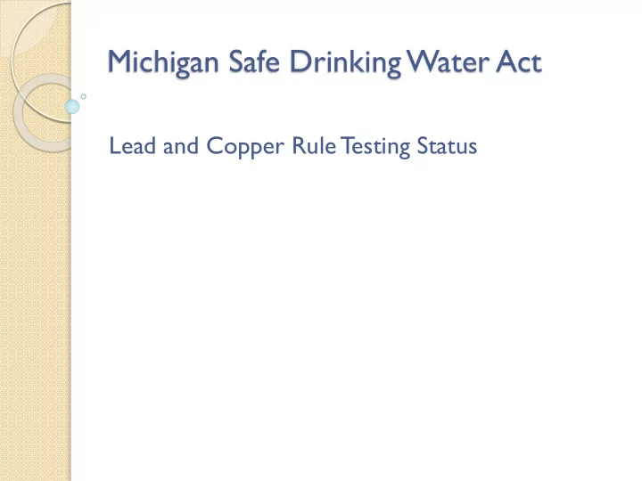 michigan safe drinking water act