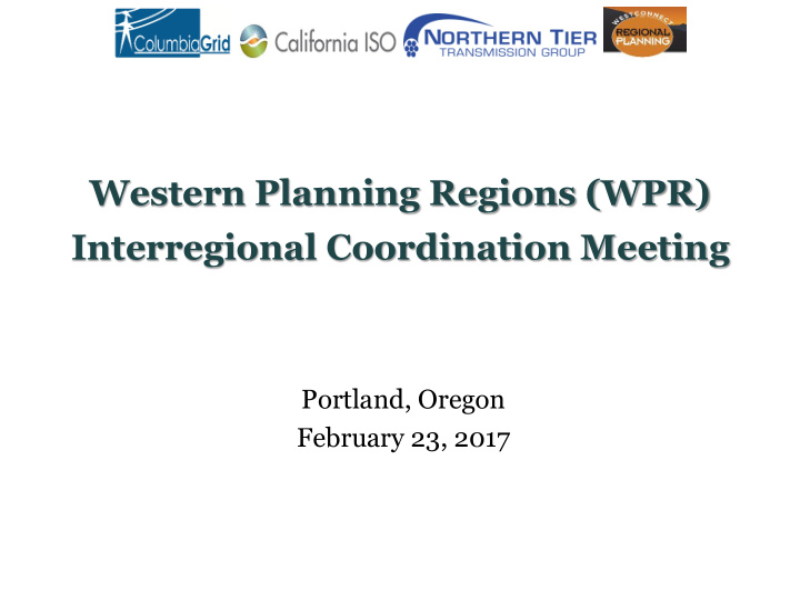 western planning regions wpr interregional coordination