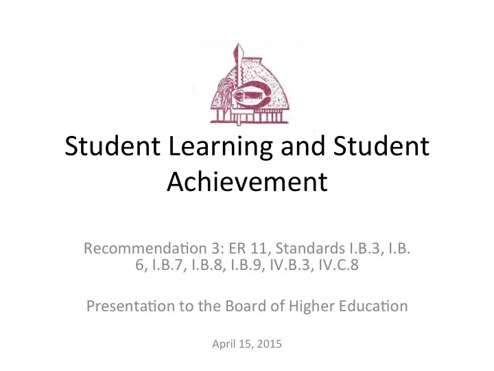 student learning and student achievement