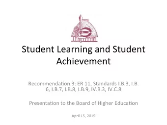 Student  Learning  and  Student    Achievement    Recommenda4on  3:  ER