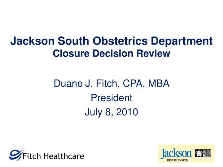 jackson south obstetrics department