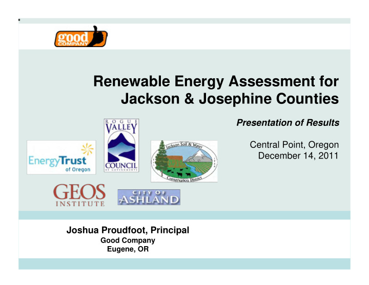 renewable energy assessment for jackson amp josephine