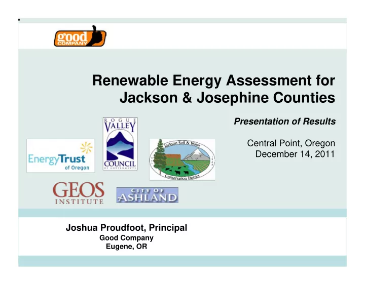 renewable energy assessment for jackson amp josephine