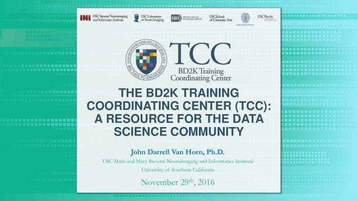 the bd2k training coordinating center tcc a resource for