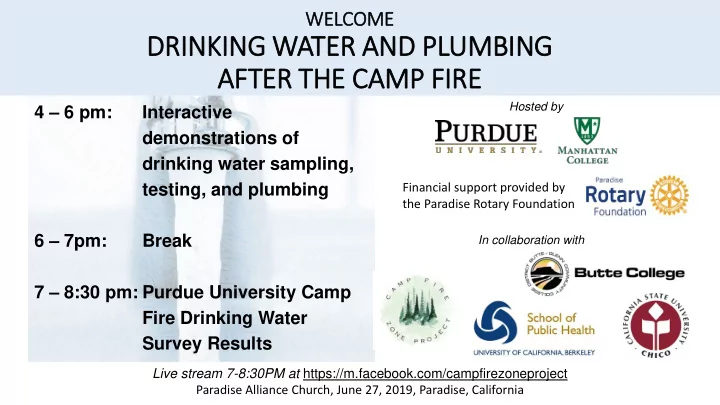 drinking w g water a and p plumbing g after ter th the c