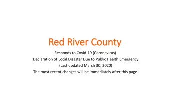 Red River County  Responds to Covid-19 (Coronavirus) Declaration of Local Disaster Due to Public