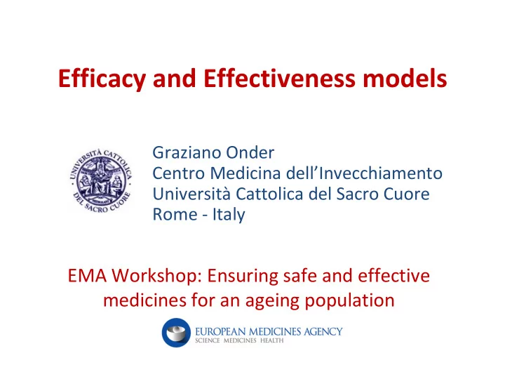efficacy and effectiveness models