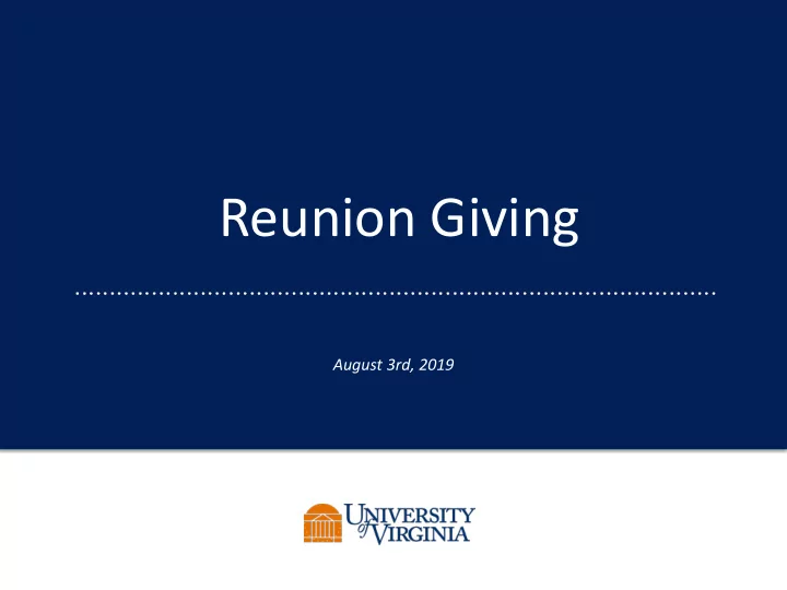 reunion giving