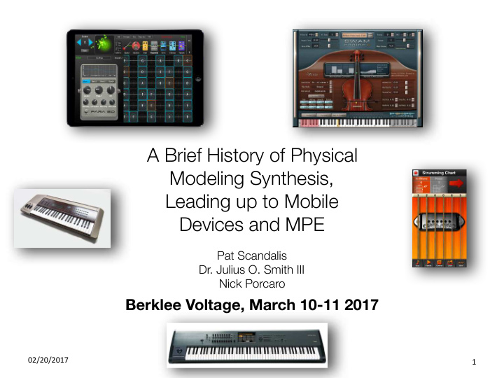 a brief history of physical modeling synthesis leading up