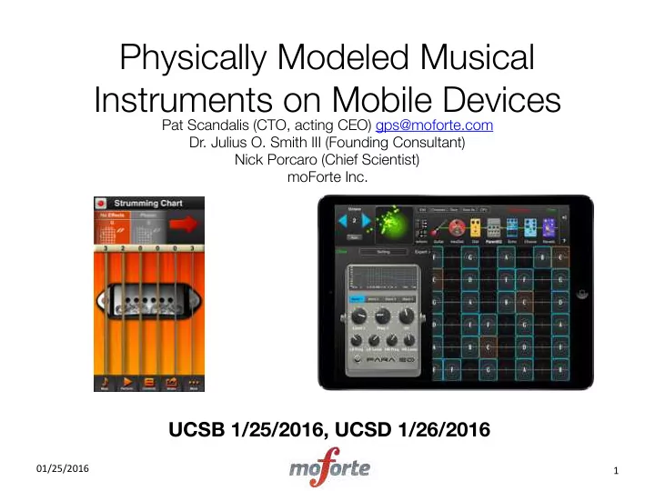 physically modeled musical instruments on mobile devices