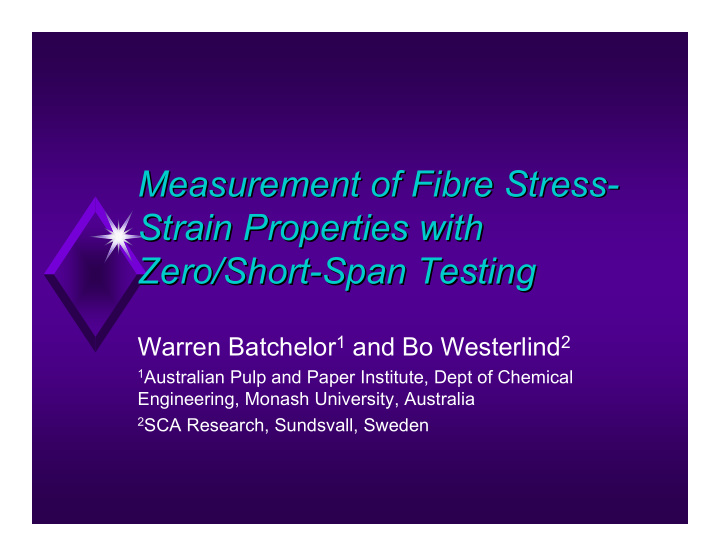 measurement of fibre stress measurement of fibre stress